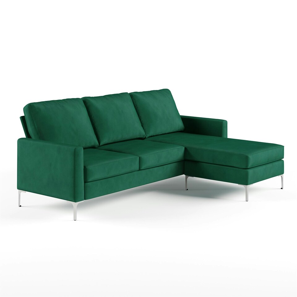 image 1 of Chapman sectional sofa in velvet green | Green | GREEN | Three Seater