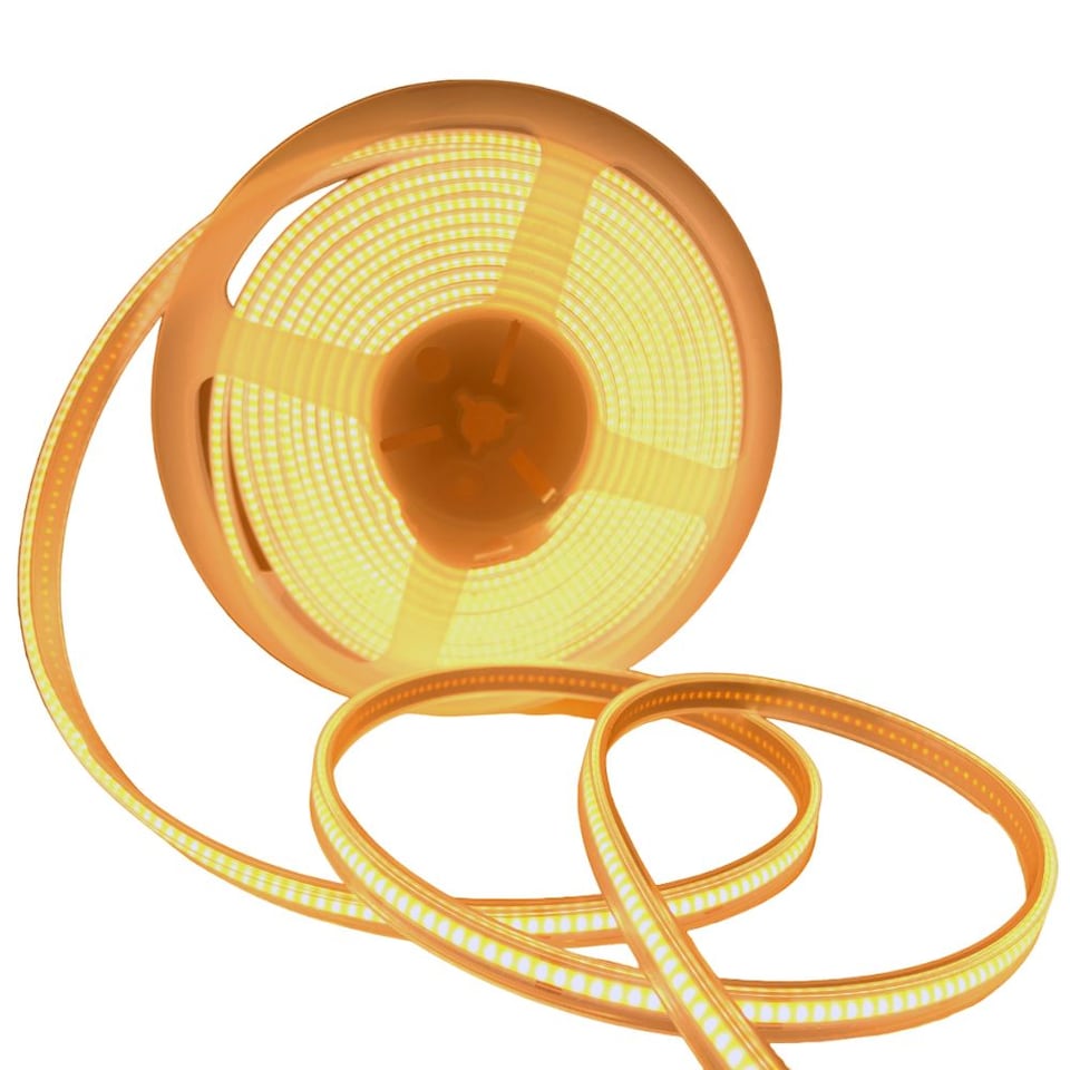 image 1 of 24V COB LED Strip Lights with 320 LEDs M, 10W M, 1020lm M, CRI 90-92, 30m Roll, 3000K, IP65