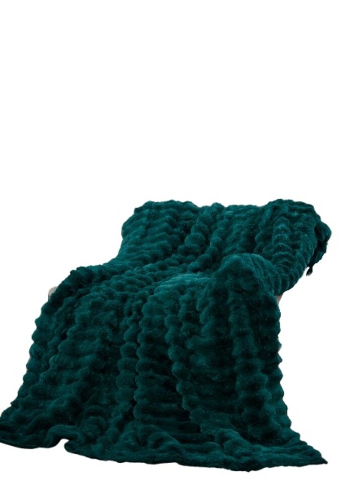 image 1 of Chunky Ribbed Fur Polyester Fleece Throw (150x200cm)