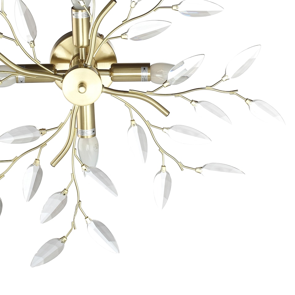 image 1 of Modern Brushed Gold Plated Branch Ceiling Light Fitting with Acrylic Leaves | Gold