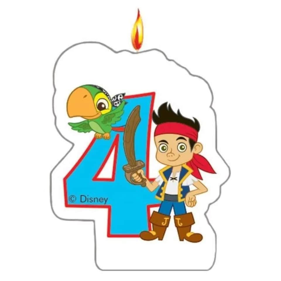 Jake And The Never Land Pirates Yo Ho 4th Birthday Candle - White/Multicoloured - One Size
