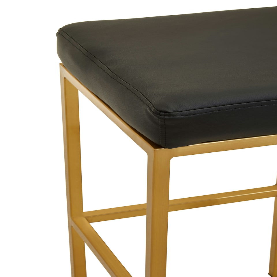 image 1 of Interiors by Premier Baina Black Pu And Gold Finish Bar Stool
