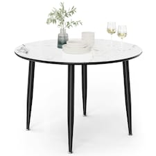 VonHaus Round 4 Seater Marble Effect Dining Table