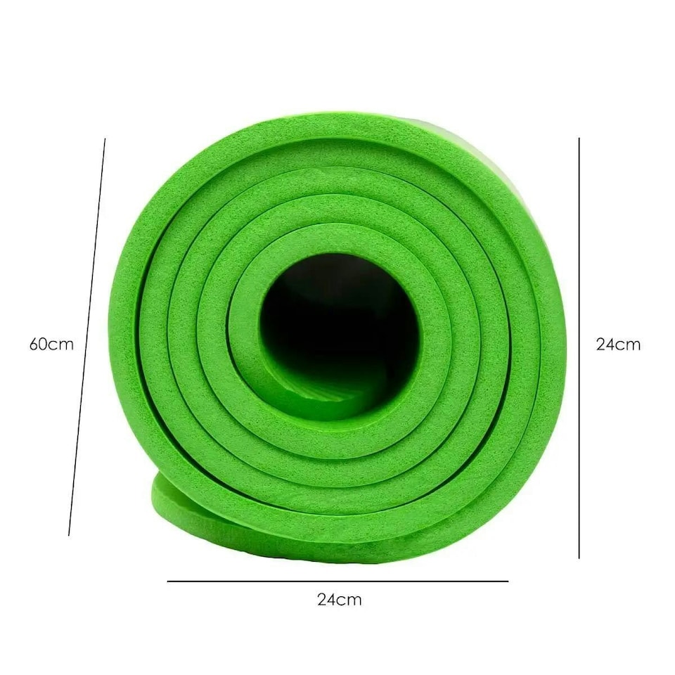 image 1 of UBUNG Yoga Mat Non Slip with Carry Strap 10mm Thick Pilates Yoga Green