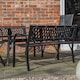 image 2 of Outdoor 6 Person Rectangular Glass Top Garden Dining Table Benches & Chairs Set
