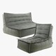 image 1 of icon Kota Velvet XL Bean Bag Sofa & Lounger Set Grey Bean Bag Chair Grey