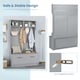 image 6 of COSTWAY 3 in 1 Freestanding Hall Coat Rack Stand Shoe Bench Grey