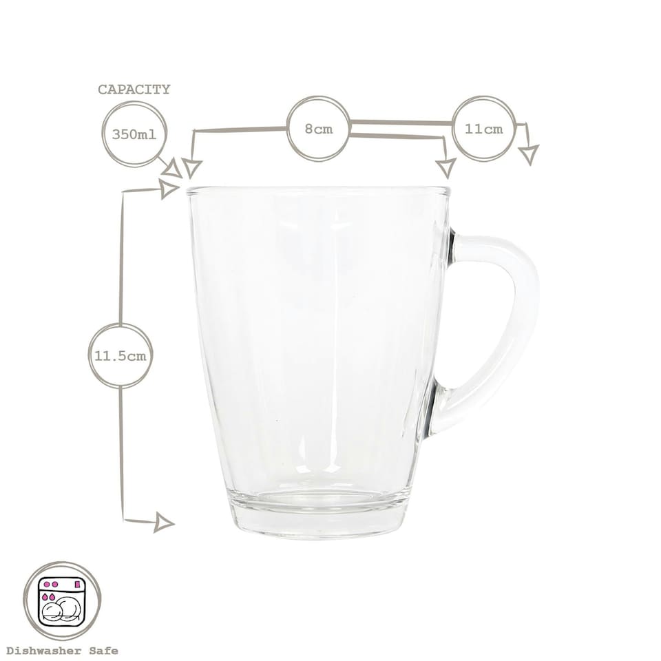 image 1 of LAV Vega Glass Coffee Cups - 350ml - Pack of 6 Clear