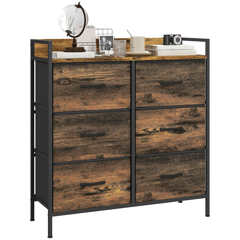 image 1 of HOMCOM Bedroom Chest of Drawers 6 Drawer Dresser w/ Shelf