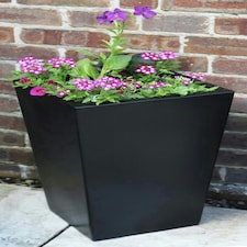 Primrose Tall Flared Square Fibreglass Garden Planter Matt Black 120cm x 43cm