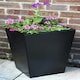 image 1 of Primrose Tall Flared Square Fibreglass Garden Planter Matt Black 120cm x 43cm