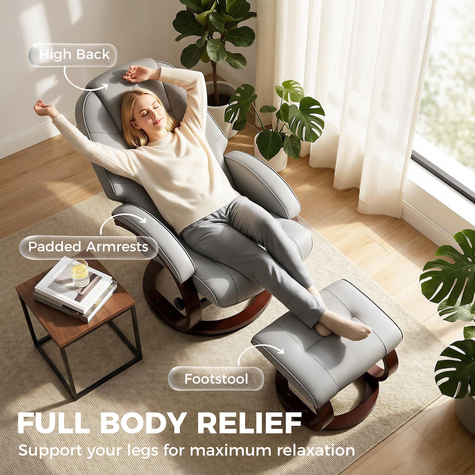 image 1 of HOMCOM Recliner Chair with Footstool, Swivel Recliner Armchair