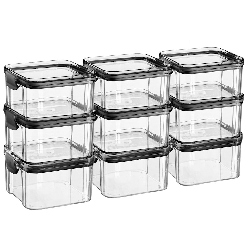 image 1 of Argon Tableware Food Storage Containers - 460ml - Black - Pack of 9 - Resuable Container Meal Prep Container Tub Tupperware Airtight Lid