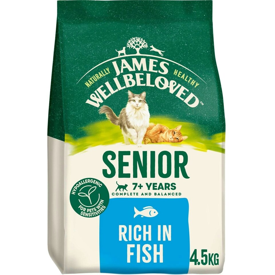 image 1 of James Wellbeloved Natural Senior Complete Dry Cat Food Rich in Fish 4.5kg