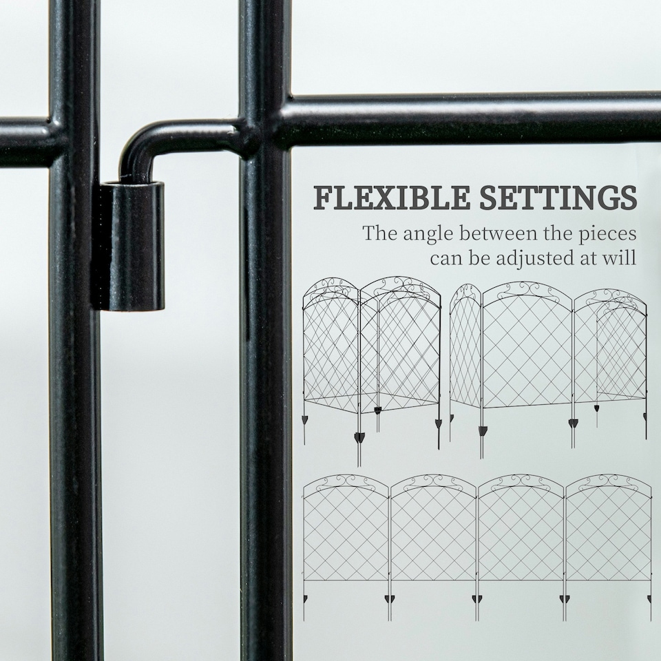 image 1 of Outsunny 4PCs Decorative Garden Fencing 43in x 11.4ft Steel Border Edging Swirls