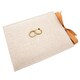 image 3 of Natural Linen Fabric Wedding Day Guest Book with Shiny Gold Rings