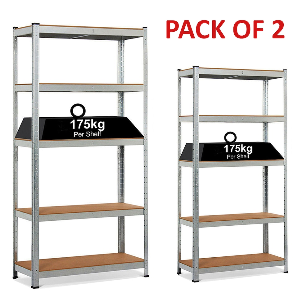 image 1 of Racking Shelf Heavy Duty 5 Tier Garage Shelving Storage Shelves Unit 180x90x40cm Set OF 2