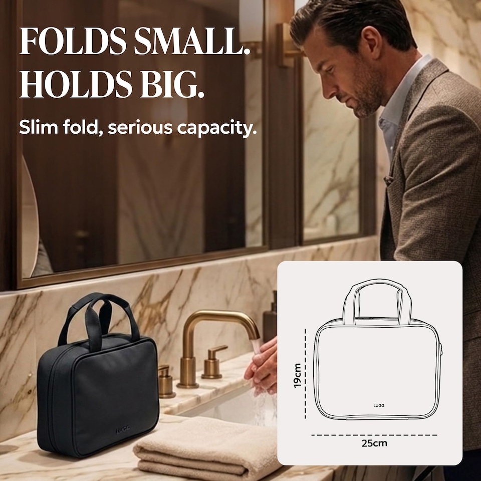 image 1 of Lugg Hanging Toiletry Bag Waterproof Travel Organiser with 360 Swivel Hook