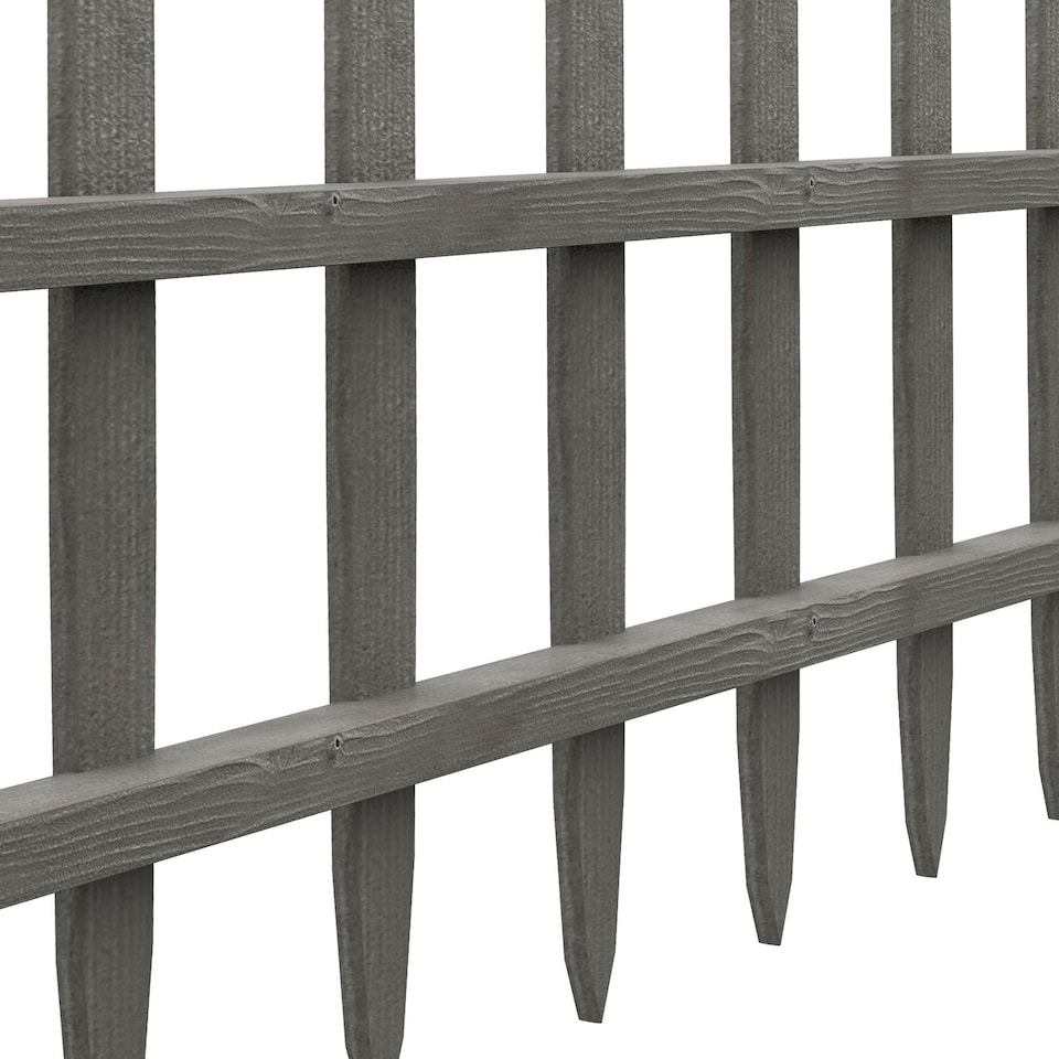 image 1 of Outsunny Decorative Garden Fencing, Wooden Landscape Edging, Grey
