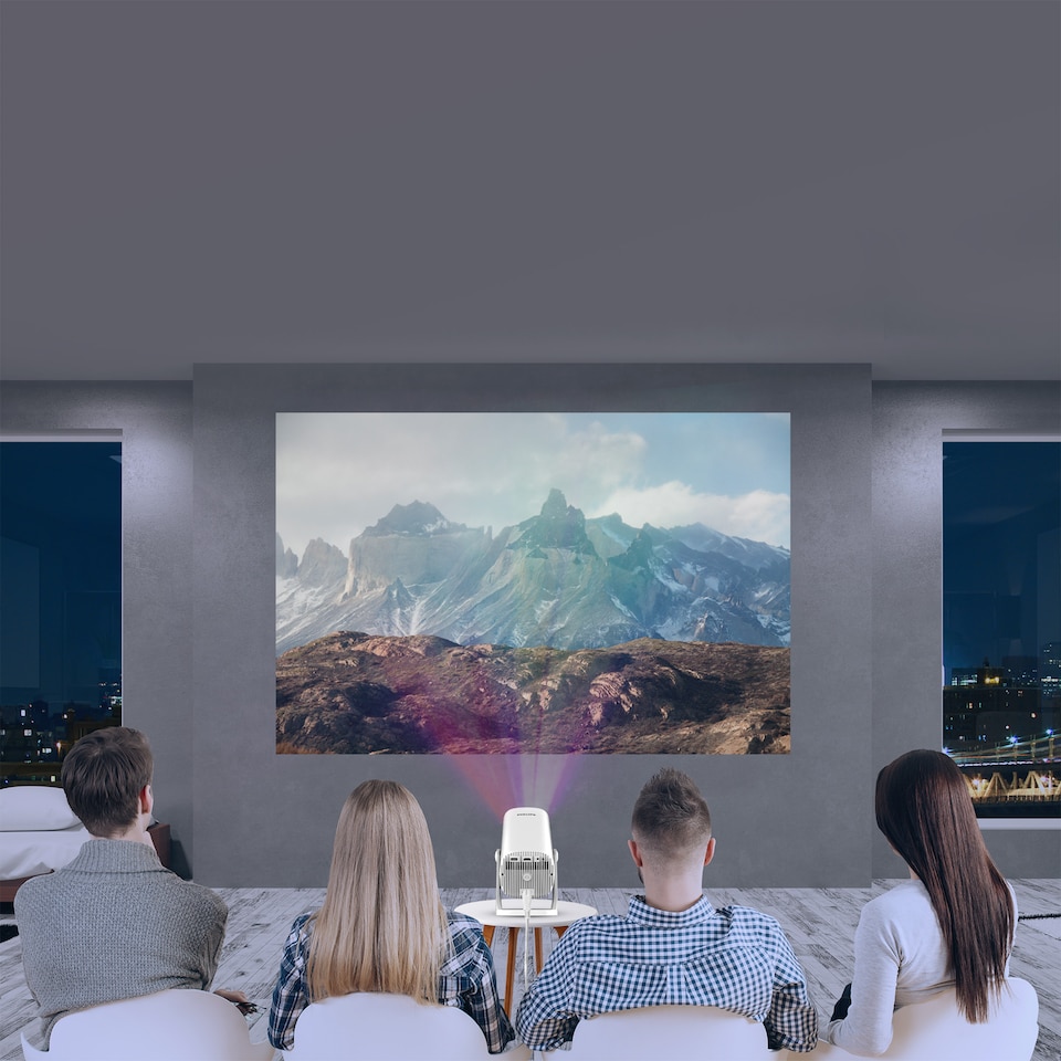 image 1 of Philips NeoPix 250 Projector White- 1080p, Wireless Screen Mirroring, 180 degree Rotative Stand, Google TV, LED