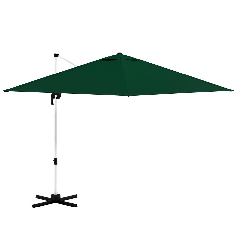 image 1 of Outsunny 3 x 3m Cantilever Roma Parasol, Square Garden Umbrella with Cross Base, Crank Handle, Tilt, 360 Rotation and Aluminium Frame, Green