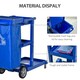 image 6 of HOMCOM Cleaning Carts On Wheels, Janitorial Trolley with 3 Tier Shelves, Housekeeping Utility Service Unit with Rubbish Bag and Mop Mount for Hotel, Office, Blue