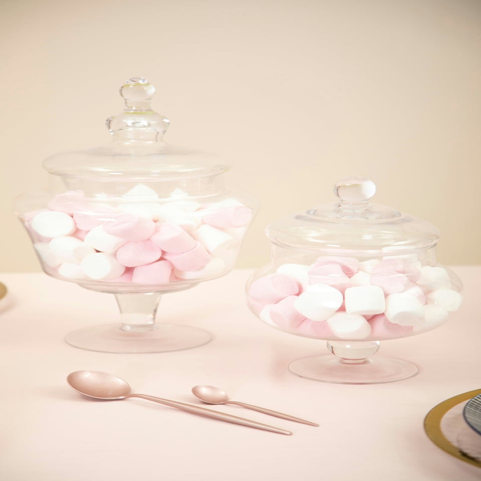 image 1 of Interiors by Premier Clear Glass Candy Large Storage Jar, 3100ml Capacity, Footed Glass Canister with Decorative Orb Lid