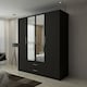 image 2 of Modern Space-Saving 4-Door Hinged Wardrobe with Central Mirrored Doors - 8 Shelves & 2 Drawers, 171cm Wide