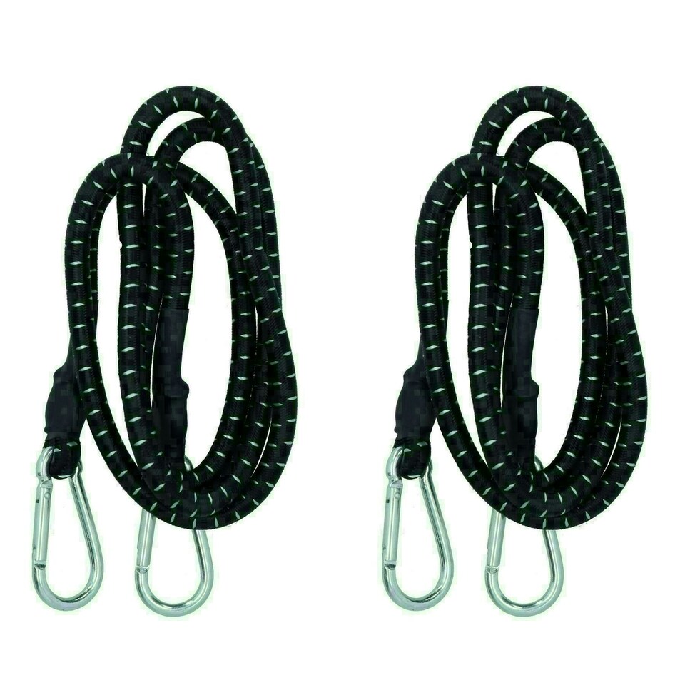 image 1 of 60" Bungee Rope With Carabina Hooks Cords Shock Elastic Clips x 2 TE821