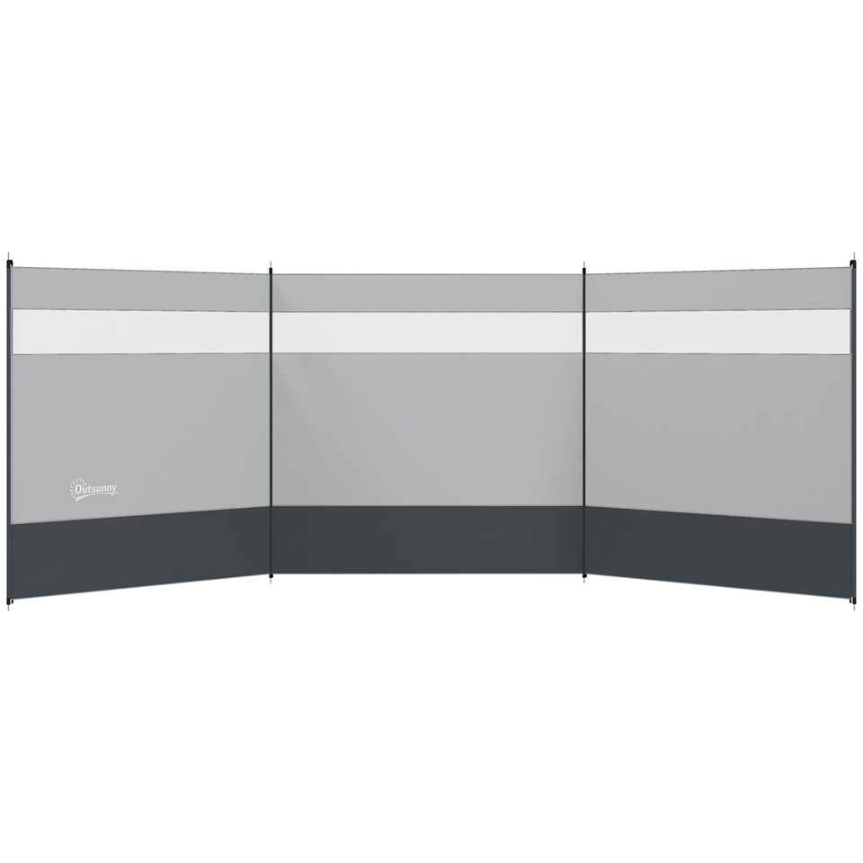 image 1 of Outsunny Camping Windbreaks with Clear Windows and Carry Bag | Grey