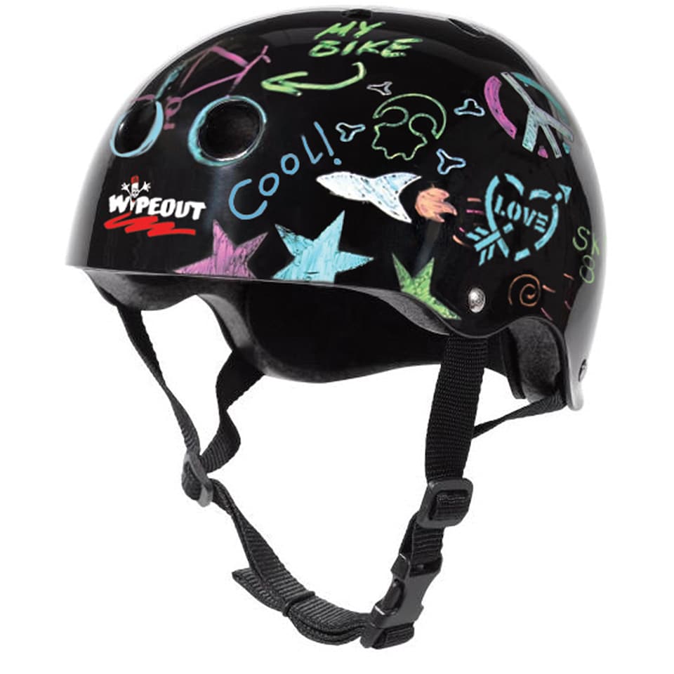 image 1 of Wipeout Dry Erase Kids Cycling Helmet - Black Gloss 5+