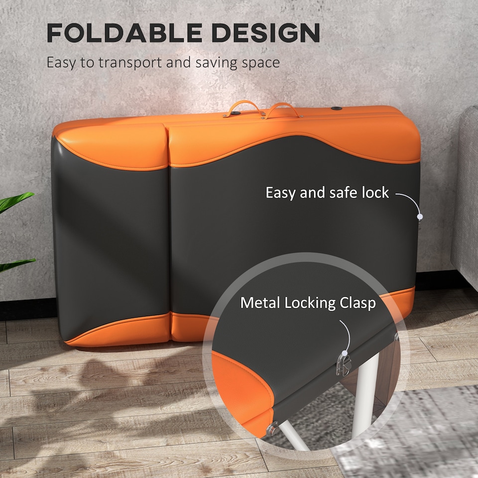 image 1 of HOMCOM Portable Massage Table Beauty Therapy Sofa Bed Spa Aluminium Orange
