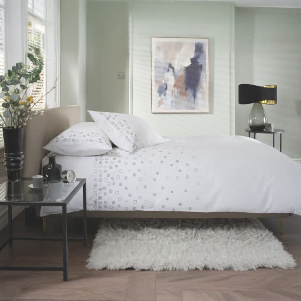 image 1 of Blocks Cotton Duvet Set with Embroidered