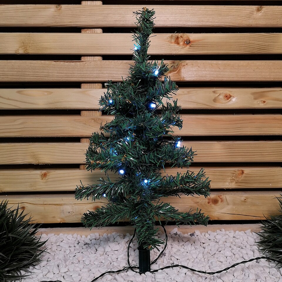 image 1 of 6pc 5m Christmas Green Tree Outdoor Path Lights with 15 White LEDs per Tree | Green | Green