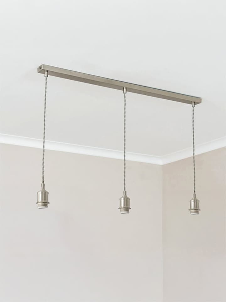 image 1 of ValueLights Shaw Diner Bar 3 Drop Brushed Chrome Adjustable Pendant Ceiling Light | Chrome