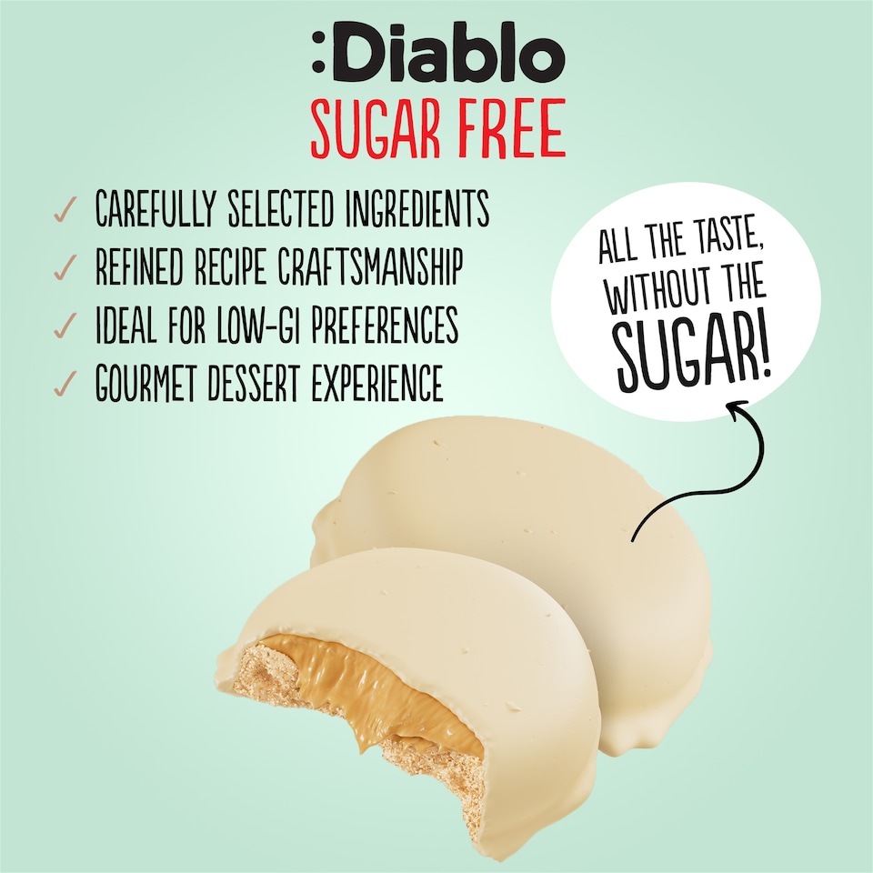image 1 of Diablo No Added Sugar Peanut Butter Cream Cookies 100g 3 Pack