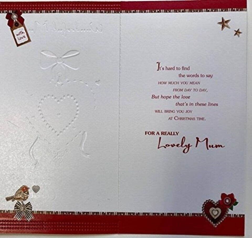 image 1 of Nice Verse Quality Gold Foil Christmas Greeting Card - JUST FOR YOU ; MUM