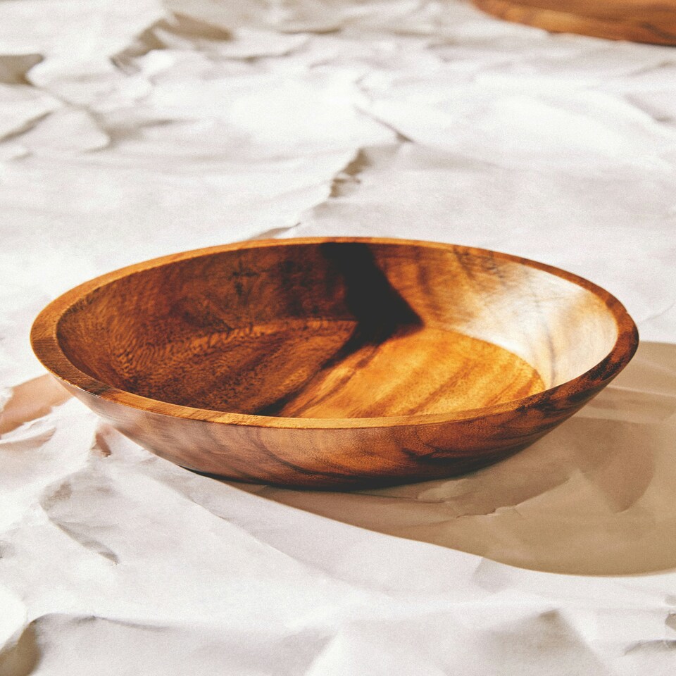 image 1 of Rosi Large Round Sheesham Wood Tapered Salad Bowl Brown