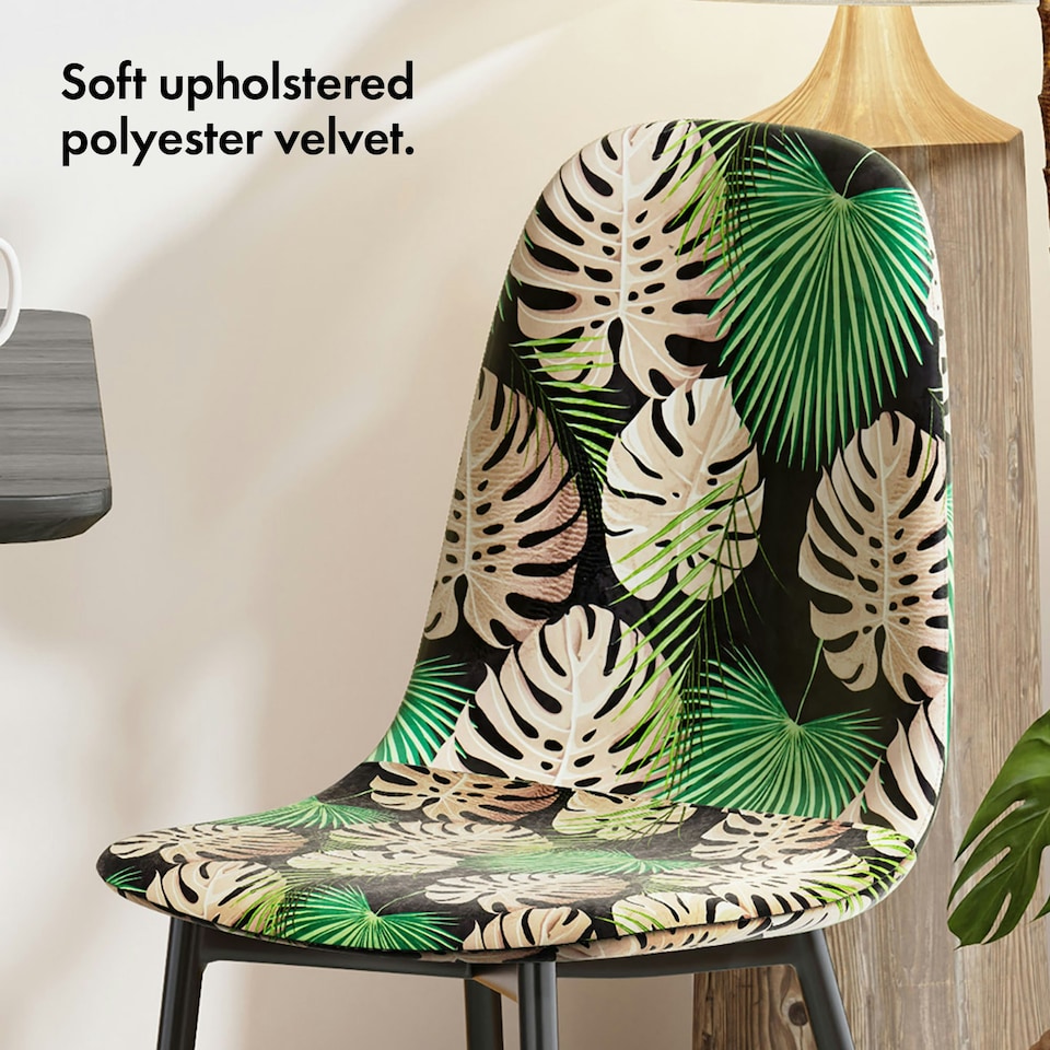 image 1 of VonHaus Leighton Palm Print Set of 2 Dining Chairs