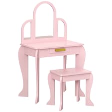 HOMCOM Kids Dressing Table Set Kids Vanity Set w/ Drawer, Mirror - Pink 