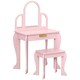 image 1 of HOMCOM Kids Dressing Table Set Kids Vanity Set w/ Drawer, Mirror - Pink 