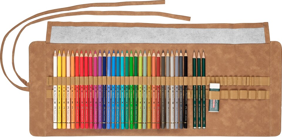 image 1 of Faber-Castell Polychromos Artists' Pencils, Multicoloured, Pencil Roll of 30