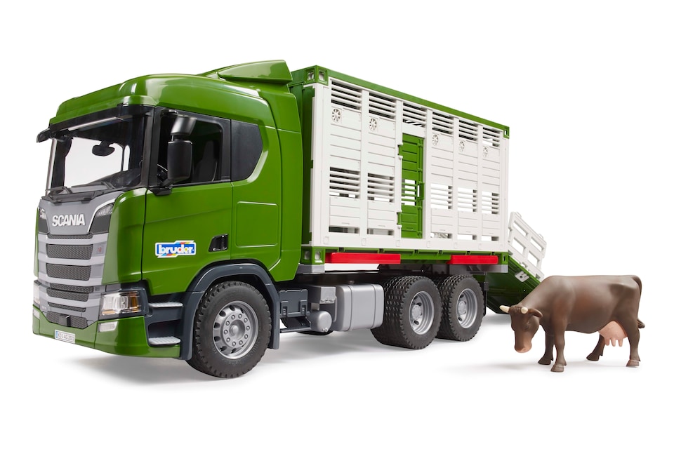 image 1 of Bruder Scania Super 560R Cattle transportation truck with 1 cattle Detailed Vehicle & Playset Model