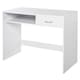 image 2 of HOMCOM Compact Computer Desk, Study Table with Drawer and Storage Compartment, Writing Workstation, White