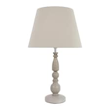 Grey Wash Wood Effect 59cm Table Lamp with And Grey Cotton Shade Grey | Grey