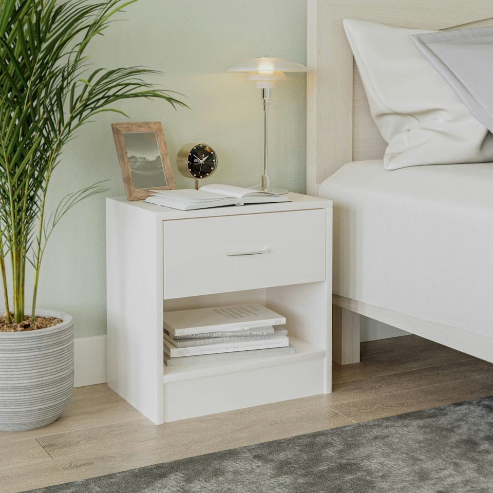 image 1 of 1-Drawer Wooden Bedside Cabinet Brown | Colour: Antique Oak