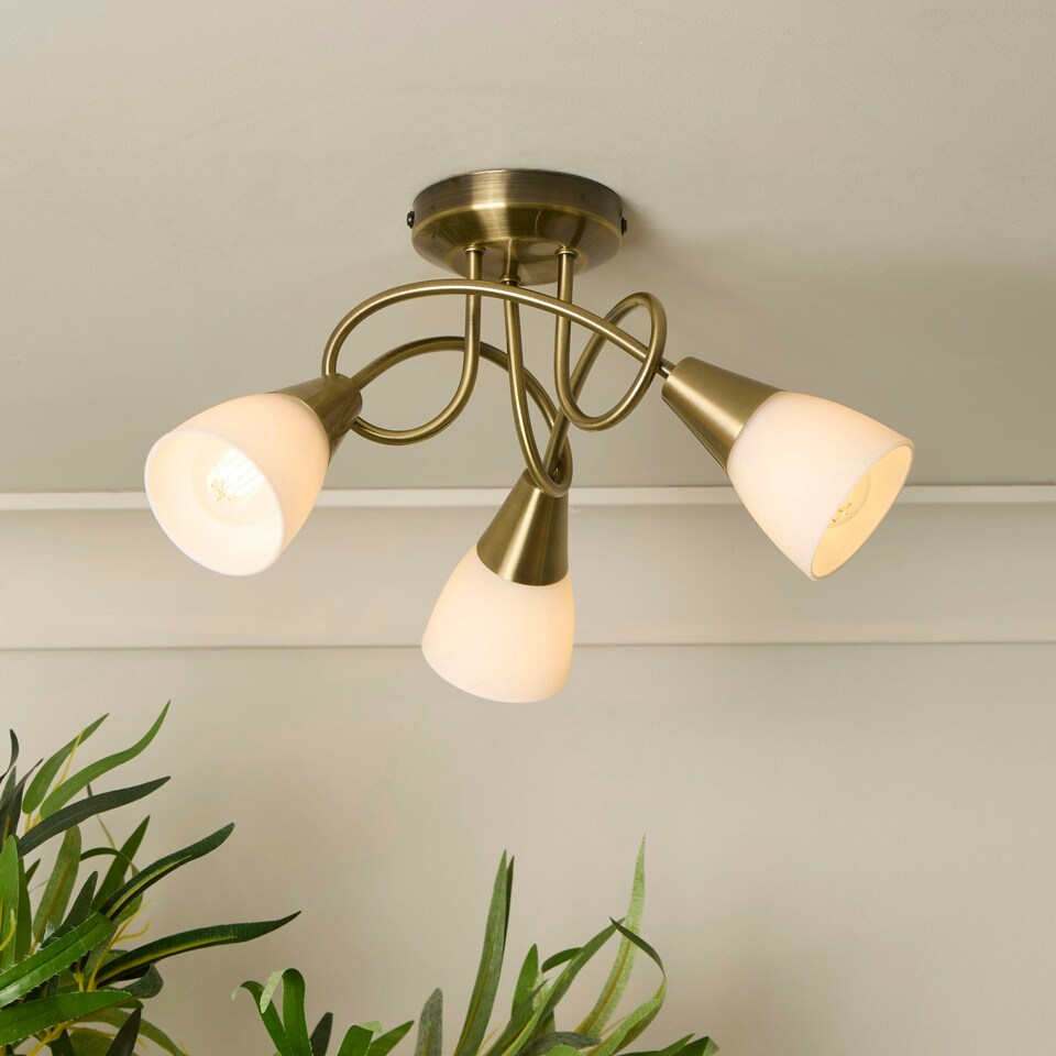 image 1 of Bradford Antique Brass Ceiling Light Gold