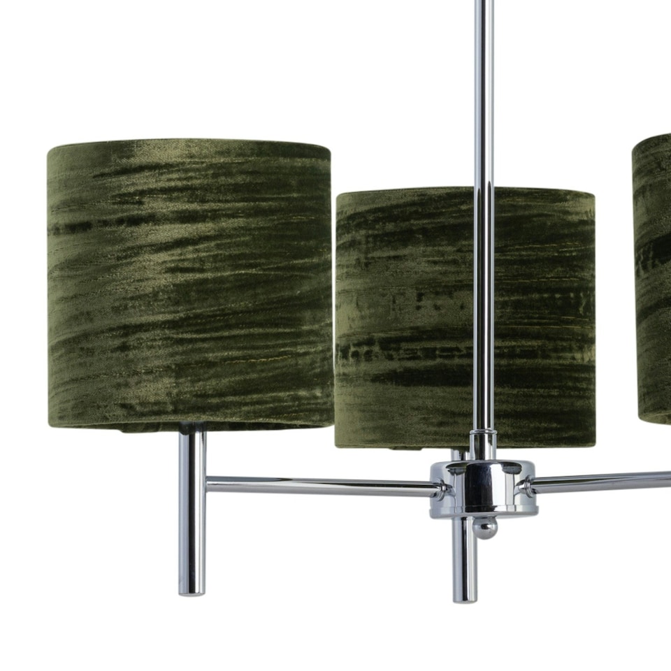 image 1 of Set of 2 Brea - Chrome Light Fittings with Green Velvet Shades Chrome | Green