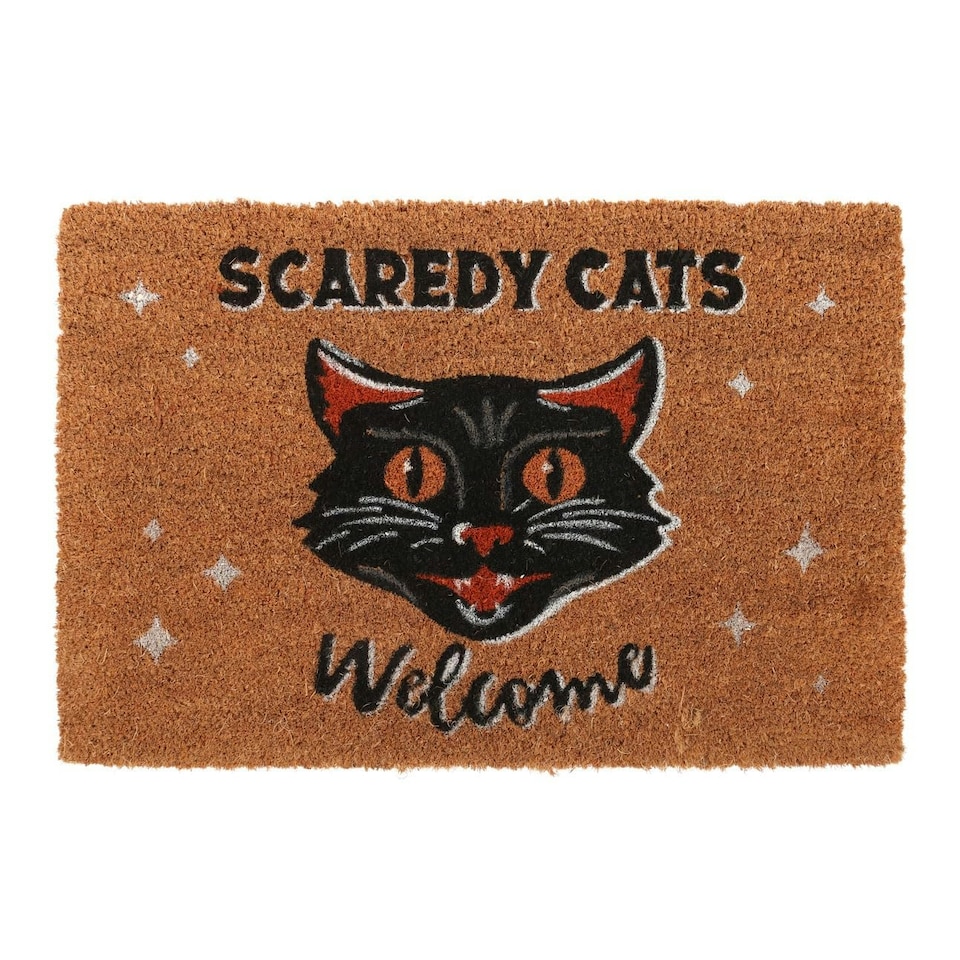 Natural Scaredy Cats Welcome Doormat - PVC