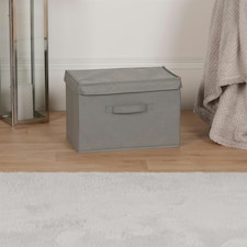 OHS Folding Collapsible Fabric Storage Box With Lid, 38x25cm - Grey
